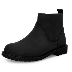 Imily Beta Side Zipper Low Block Heel Faux Suede Ankle Booties Black Size 3